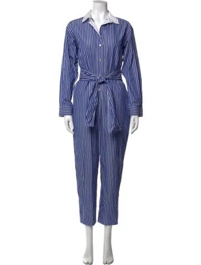 Pre-owned Sandro Striped Jumpsuit In Blue