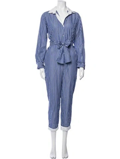 Pre-owned Sandro Striped Jumpsuit In Blue