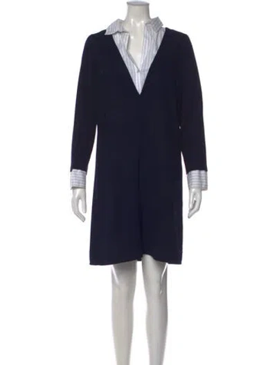 Pre-owned Sandro Striped Knee-length Dress In Blue