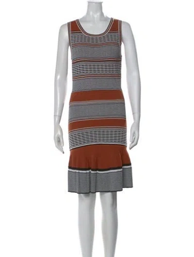 Pre-owned Sandro Striped Knee-length Dress In Brown