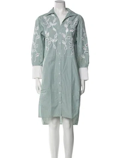 Pre-owned Sandro Striped Knee-length Dress In Green