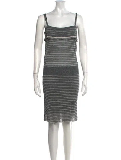 Pre-owned Sandro Striped Knee-length Dress In Grey