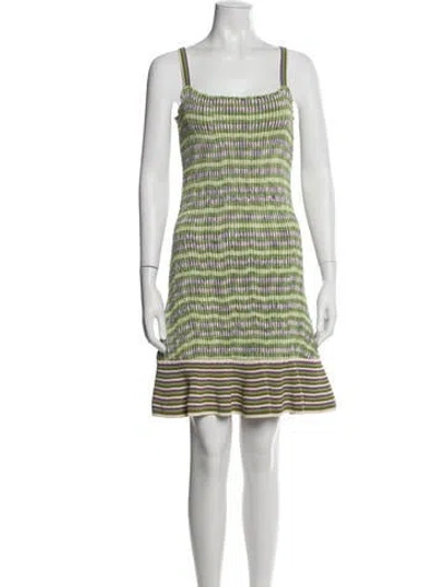 Pre-owned Sandro Striped Knee-length Dress W/ Tags In Green