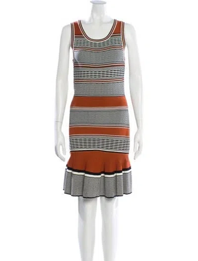 Pre-owned Sandro Striped Knee-length Dress In White
