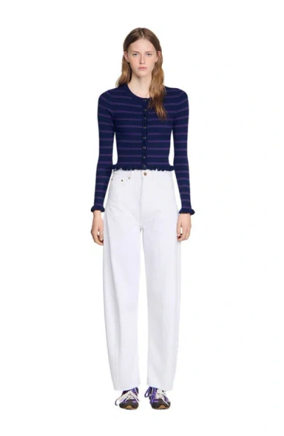 Sandro Striped Knit Cardigan In Multi