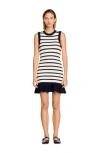 Sandro Striped Knit Short Dress In Ecru/black