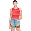 Sandro Striped-pattern Logo-plaque Tank Top In Multi