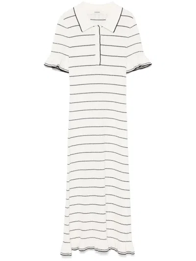 Sandro Striped Knitted Dress In Naturels