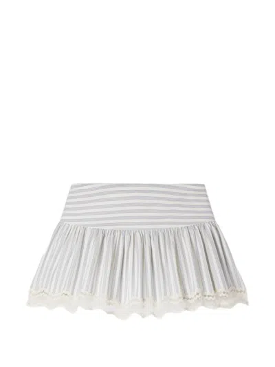 Sandro Striped Lace-trim Skorts In Neutral