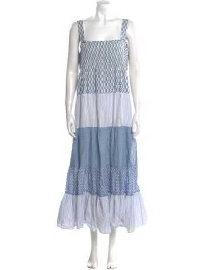 Pre-owned Sandro Striped Long Dress In Blue