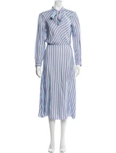 Pre-owned Sandro Striped Long Dress In Blue