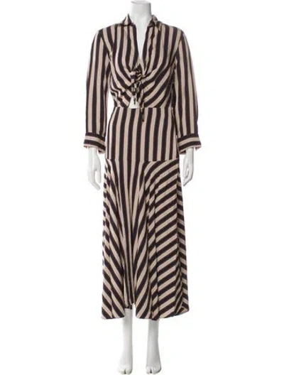 Pre-owned Sandro Striped Long Dress In Blue