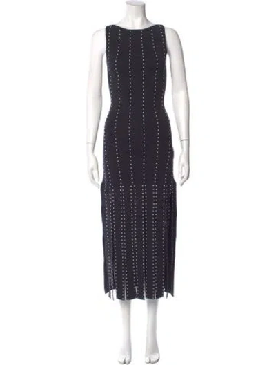 Pre-owned Sandro Striped Long Dress In Blue