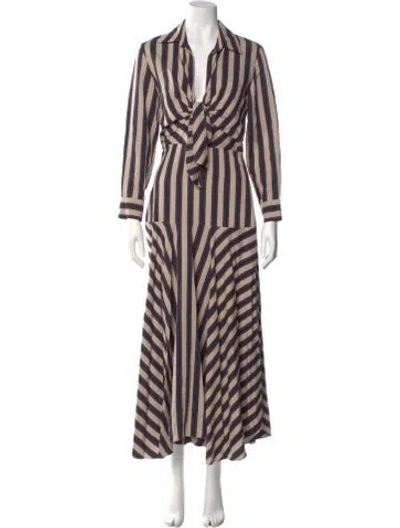 Pre-owned Sandro Striped Long Dress In Blue