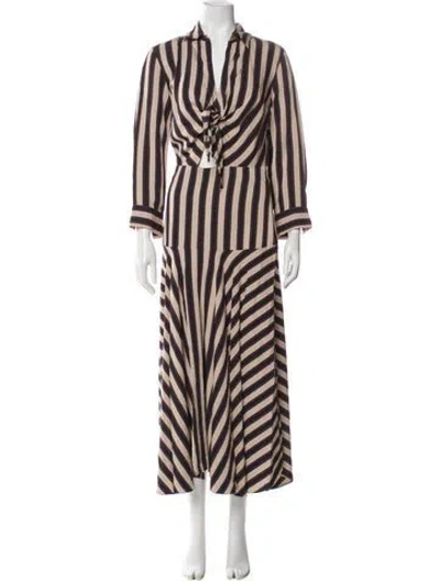 Pre-owned Sandro Striped Long Dress In Blue