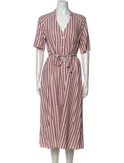 Pre-owned Sandro Striped Long Dress In Neutral