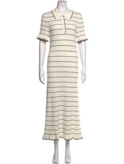 Pre-owned Sandro Striped Long Dress In Neutrals