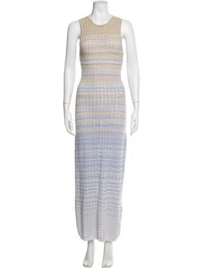 Pre-owned Sandro Striped Long Dress In Purple/silver