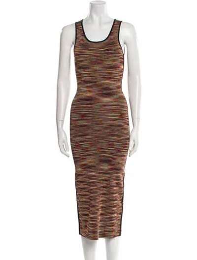 Pre-owned Sandro Striped Long Dress In Red