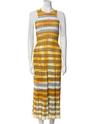 Pre-owned Sandro Striped Long Dress In Yellow