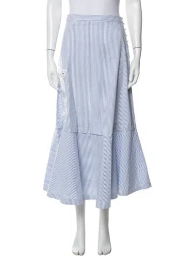 Pre-owned Sandro Striped Long Skirt In Blue/white