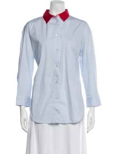 Pre-owned Sandro Striped Long Sleeve Blouse In Black