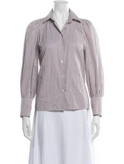 Pre-owned Sandro Striped Long Sleeve Blouse In Blue