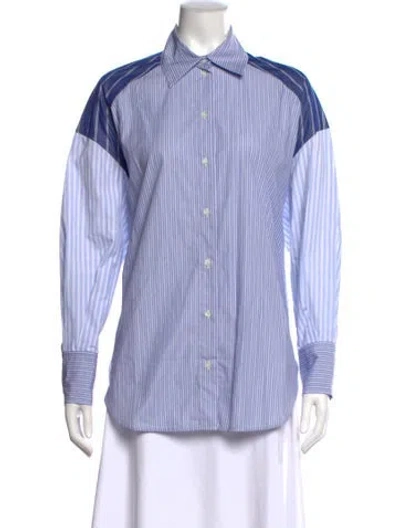 Pre-owned Sandro Striped Long Sleeve Blouse In Multi