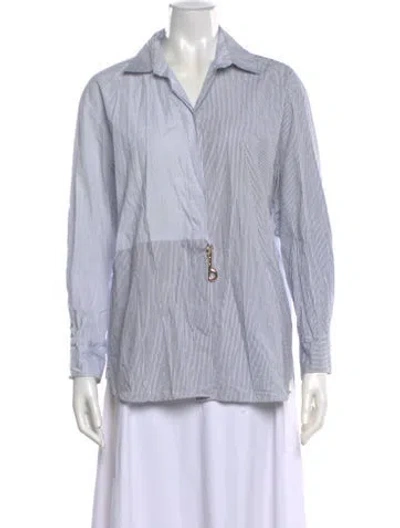 Pre-owned Sandro Striped Long Sleeve Blouse In Multi