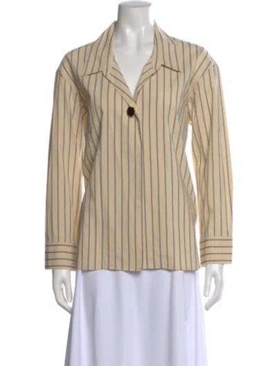 Pre-owned Sandro Striped Long Sleeve Blouse In Neutral