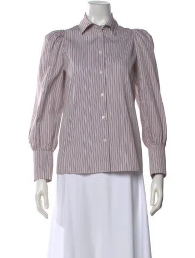 Pre-owned Sandro Striped Long Sleeve Blouse In Neutral