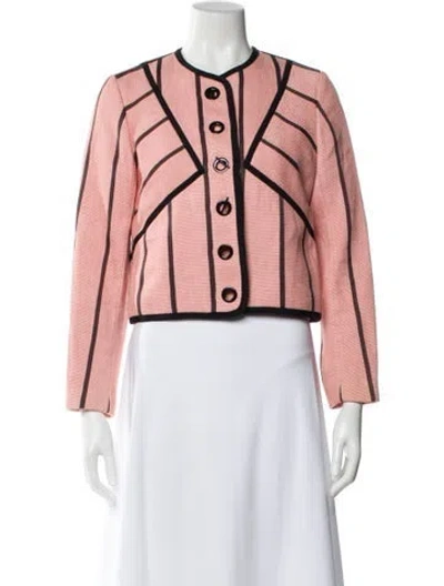 Pre-owned Sandro Striped Long Sleeve Blouse In Pink