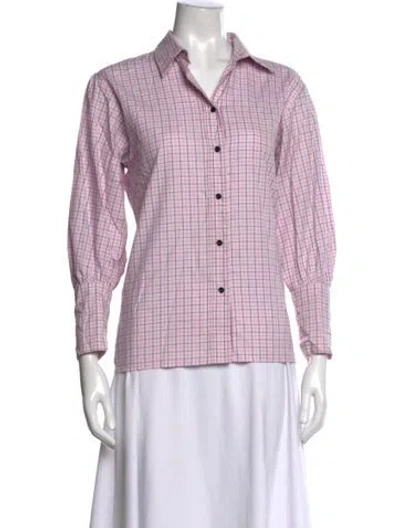 Pre-owned Sandro Striped Long Sleeve Blouse In Pink