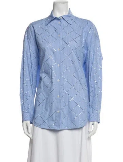 Pre-owned Sandro Striped Long Sleeve Button-up Top In Multi