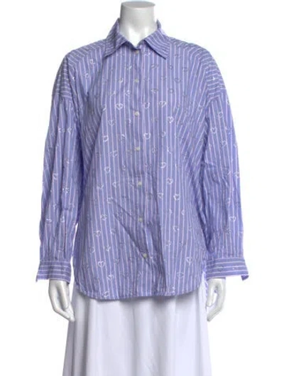 Pre-owned Sandro Striped Long Sleeve Button-up Top In Multi