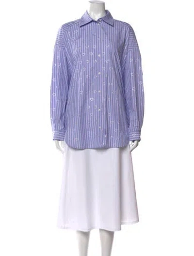 Pre-owned Sandro Striped Long Sleeve Button-up Top In Multi