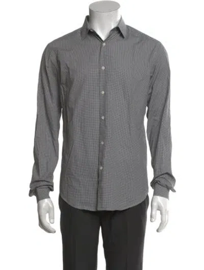Pre-owned Sandro Striped Long Sleeve Denim Shirt In Gray