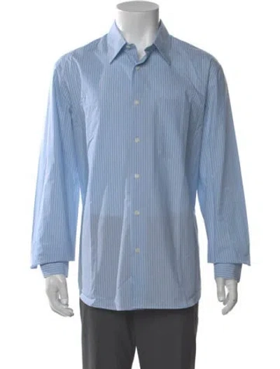 Pre-owned Sandro Striped Long Sleeve Dress Shirt In Blue