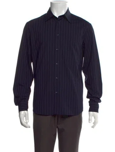Pre-owned Sandro Striped Long Sleeve Dress Shirt In Blue