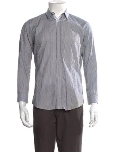 Pre-owned Sandro Striped Long Sleeve Dress Shirt In Gray