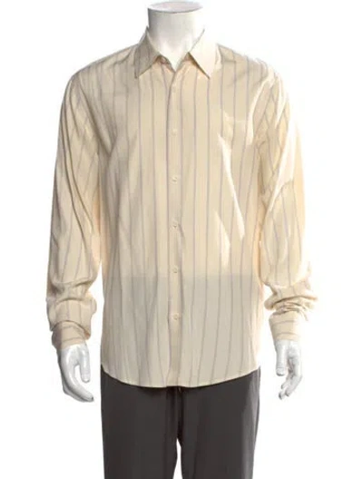 Pre-owned Sandro Striped Long Sleeve Dress Shirt In Neutral