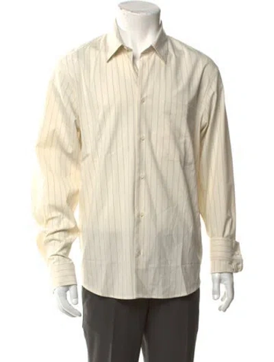 Pre-owned Sandro Striped Long Sleeve Dress Shirt In Neutral