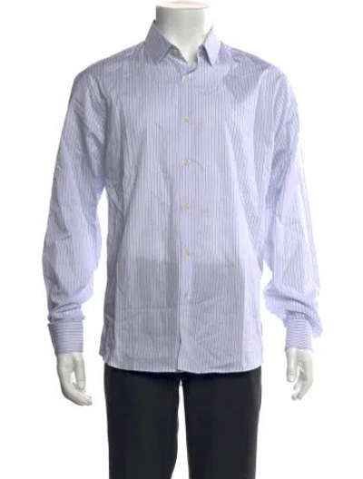 Pre-owned Sandro Striped Long Sleeve Dress Shirt W/ Tags In Blue