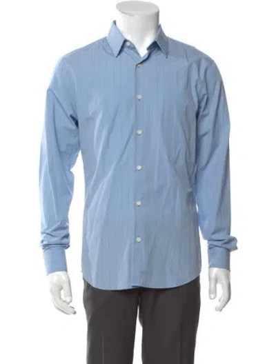 Pre-owned Sandro Striped Long Sleeve Dress Shirt W/ Tags In Blue