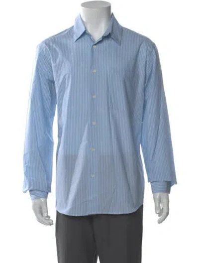 Pre-owned Sandro Striped Long Sleeve Dress Shirt W/ Tags In Blue