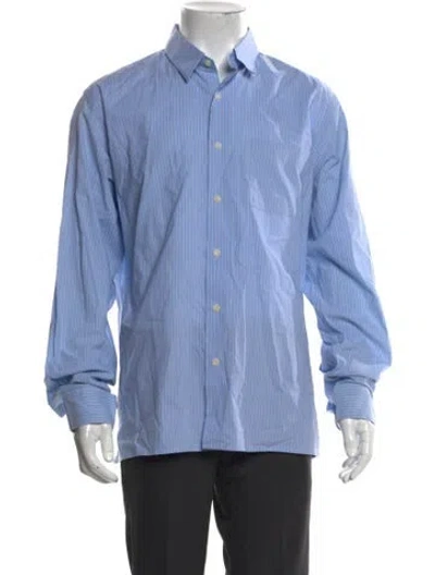 Pre-owned Sandro Striped Long Sleeve Dress Shirt W/ Tags In Blue