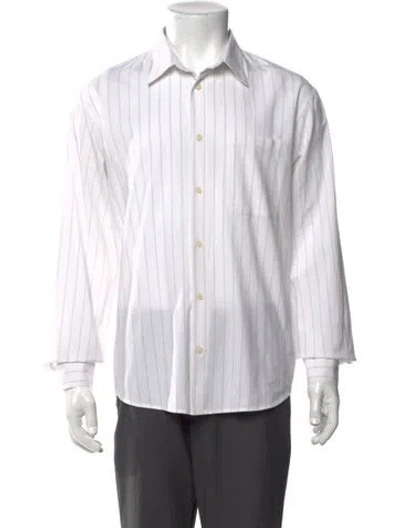 Pre-owned Sandro Striped Long Sleeve Dress Shirt In White