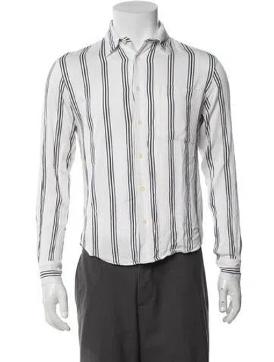 Pre-owned Sandro Striped Long Sleeve Dress Shirt In White