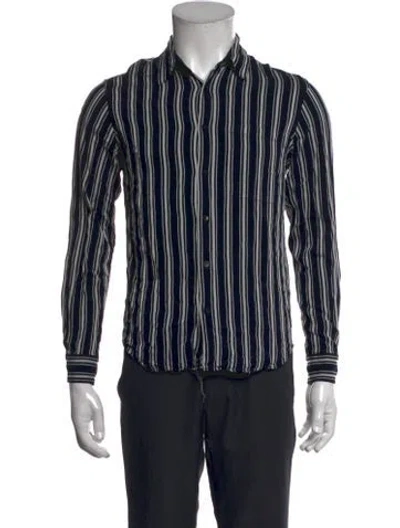 Pre-owned Sandro Striped Long Sleeve Shirt In Blue