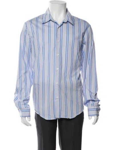 Pre-owned Sandro Striped Long Sleeve Shirt In Blue